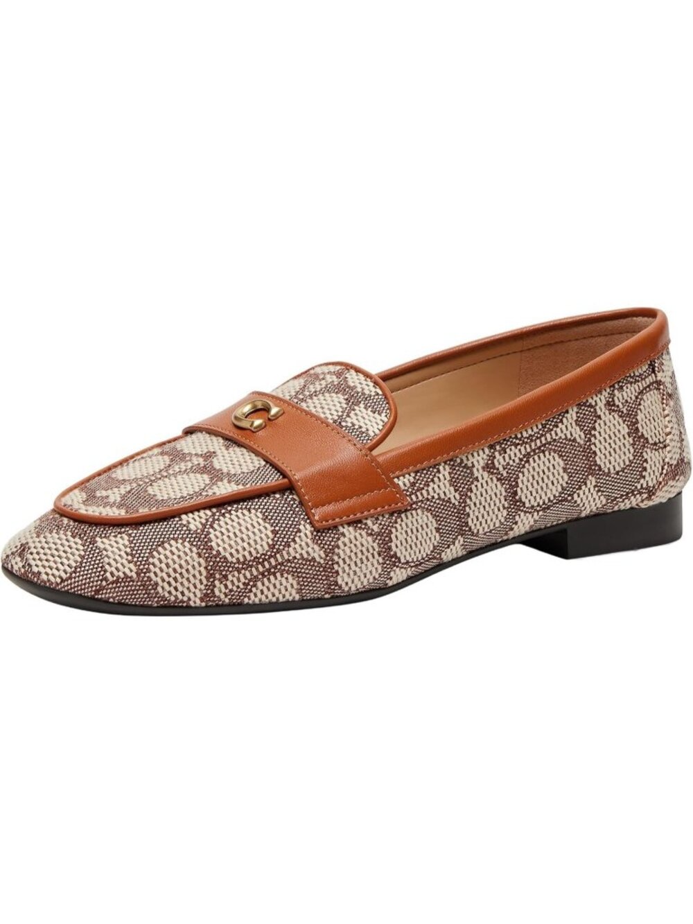 Coach Sculpted C Loafer Shoes Women's Cocoa/Burnished Amber Leather Round Toe